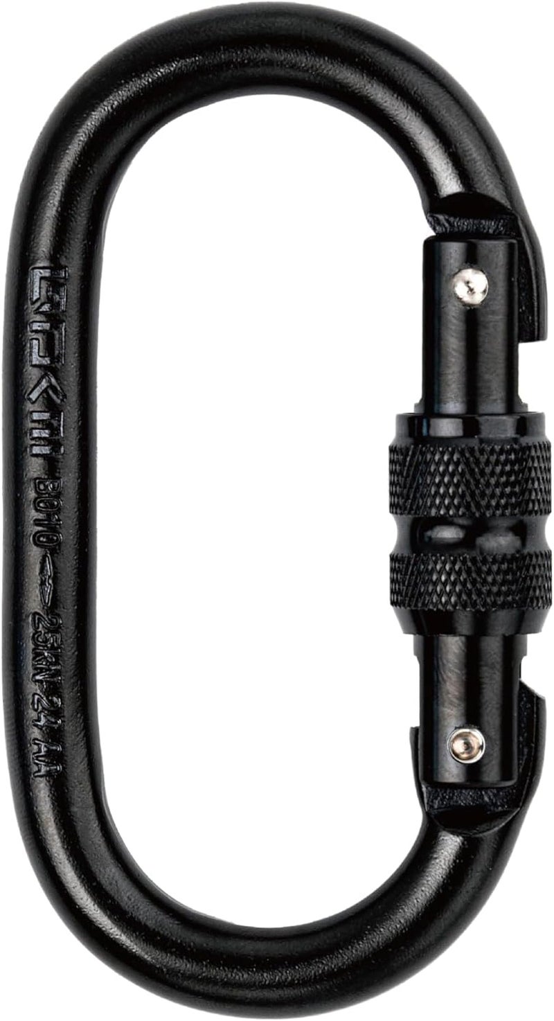 GDK2 Defender CE Certified 25kN Screwgate Locking Carabiner in Size 4.21 x 2.24 inch, Heavy-Duty Carabiners for Climbing, Rappelling, and Mountaineering, Carbon Steel, Midnight Black, 1 Pack - Image 1
